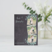 Rustiek Elegant Krijtbord Foto bruiloft Dank u Briefkaart (Staand voorkant)