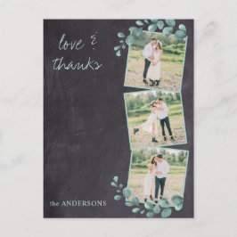 Rustiek Elegant Krijtbord Foto bruiloft Dank u Briefkaart