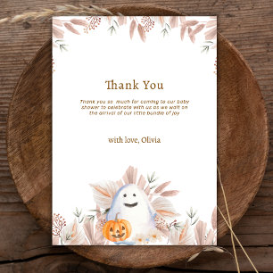 Rustiek Elegant Little Boo Boho Ghost Baby shower Bedankkaart