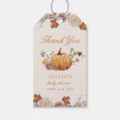 Rustiek Elegant Little Pumpkin Herfst Baby shower Cadeaulabel (Voorkant)
