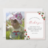 Rustiek Elegant Meisje Berry Eerste Verjaardag Fot Bedankkaart (Voorkant)