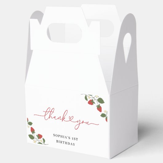 Rustiek Elegant Meisje Berry Eerste Verjaardag Par Bedankdoosjes (Geopend)