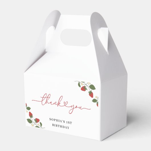 Rustiek Elegant Meisje Berry Eerste Verjaardag Par Bedankdoosjes (Voorkant Zijde)