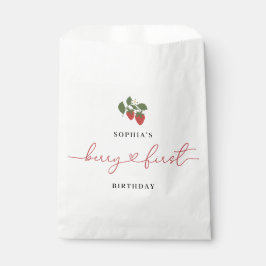 Rustiek Elegant Meisje Berry Eerste Verjaardag Par Bedankzakje