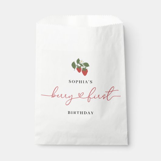 Rustiek Elegant Meisje Berry Eerste Verjaardag Par Bedankzakje (Voorkant)