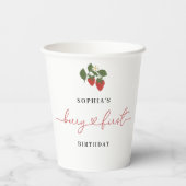 Rustiek Elegant Meisje Berry Eerste Verjaardag Par Papieren Bekers (Achterkant)