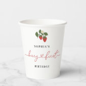 Rustiek Elegant Meisje Berry Eerste Verjaardag Par Papieren Bekers (Voorkant)