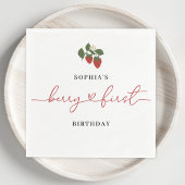 Rustiek Elegant Meisje Berry Eerste Verjaardag Par Servet