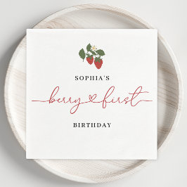 Rustiek Elegant Meisje Berry Eerste Verjaardag Par Servet