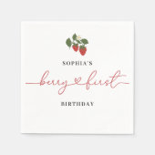 Rustiek Elegant Meisje Berry Eerste Verjaardag Par Servet (Voorkant)