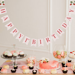 Rustiek Elegant Meisje Berry Eerste Verjaardag Par Vlaggetjes