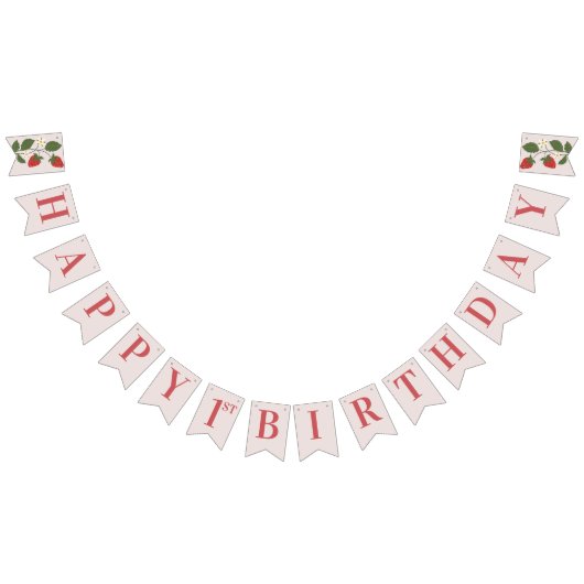 Rustiek Elegant Meisje Berry Eerste Verjaardag Par Vlaggetjes (Alle)