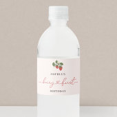 Rustiek Elegant Meisje's Berry Eerste Verjaardag Waterfles Etiket