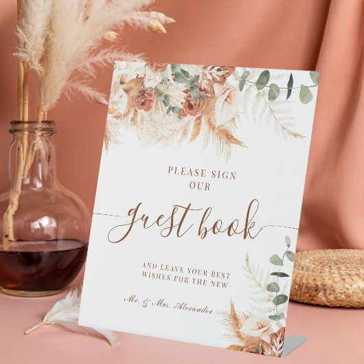 Rustiek Elegant Modern Wedding Guest Book Sign Reclamebord Met Voetstuk
