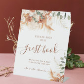 Rustiek Elegant Modern Wedding Guest Book Sign Reclamebord Met Voetstuk