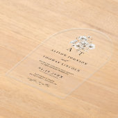 Rustiek Elegant Monogram Bloemen Bruiloft Acryl Uitnodigingen (Laagn)