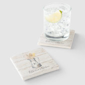 Rustiek Elegant Monogram Keukengerei Stenen Onderzetter (Zijkant)