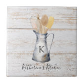 Rustiek Elegant Monogram Keukengerei Tegeltje (Voorkant)