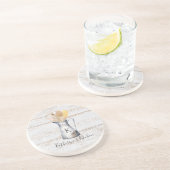 Rustiek Elegant Monogram Keukengerei Zandsteen Onderzetter (Zijkant)