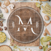 Rustiek & Elegant Monogram Nep Hout Ronde