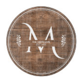 Rustiek & Elegant Monogram Nep Hout Ronde Snijplank (Voorkant)