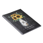 Rustiek Elegant Monogram Zonnebloem Zwart Recept Notitieboek (Rechterzijde)