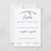 Rustiek Elegant Navy Blue Wildflower bruiloft RSVP Kaartje (Voorkant)