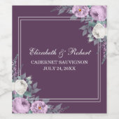 Rustiek Elegant Paarse en Lila Pioenenwijn Label Wijn Etiket (Enkel label)