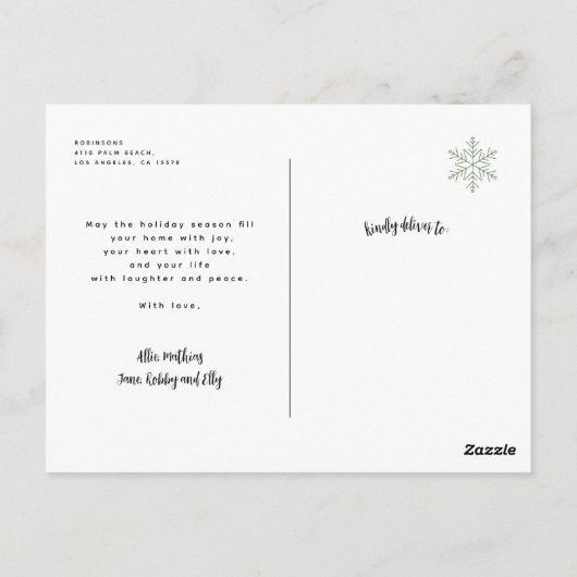 Rustiek Elegant Pine Wood Foto Vrolijk Kerstfeest Briefkaart (Achterkant)