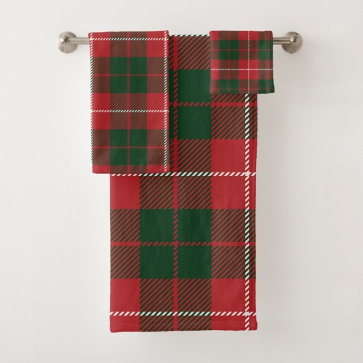 Rustiek Elegant Plaid Rood en Groen Tartan Bad Handdoek (Insitu)