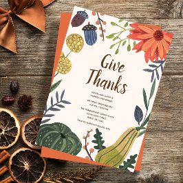 Rustiek Elegant Pumkin Thanksgiving Diner Party Kaart