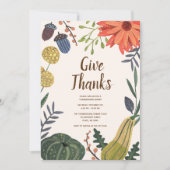 Rustiek Elegant Pumkin Thanksgiving Diner Party Kaart (Voorkant)