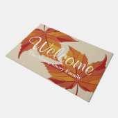 Rustiek Elegant Red Fall Bladeren Welkom Deurmat (Schuin)
