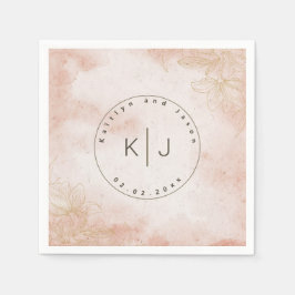 Rustiek Elegant Roze Bloemen Bruiloft Servet