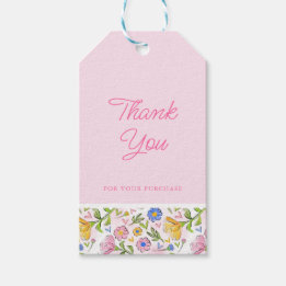 Rustiek Elegant Roze Bloemen Zakelijk Dank u Cadeaulabel