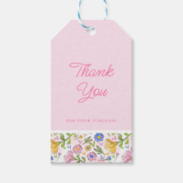 Rustiek Elegant Roze Bloemen Zakelijk Dank u Cadeaulabel