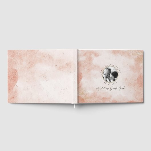 Rustiek Elegant Roze Custom Foto bruiloft Gastenboek (Volledig)