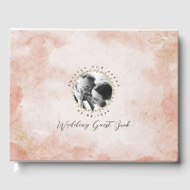 Rustiek Elegant Roze Custom Foto bruiloft Gastenboek