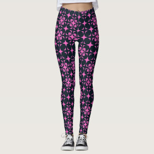 Rustiek Elegant Roze en Zwart Leggings