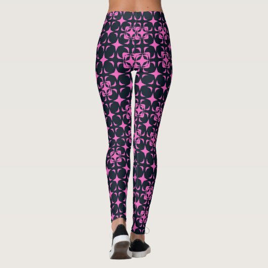 Rustiek Elegant Roze en Zwart Leggings (Achterkant)