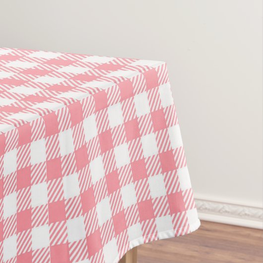 Rustiek Elegant Roze Gingham Plaid Tafelkleed (Voorbeeld)