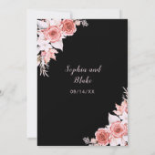 Rustiek Elegant Roze Rozen Herfst Zwart Bruiloft Kaart (Achterkant)