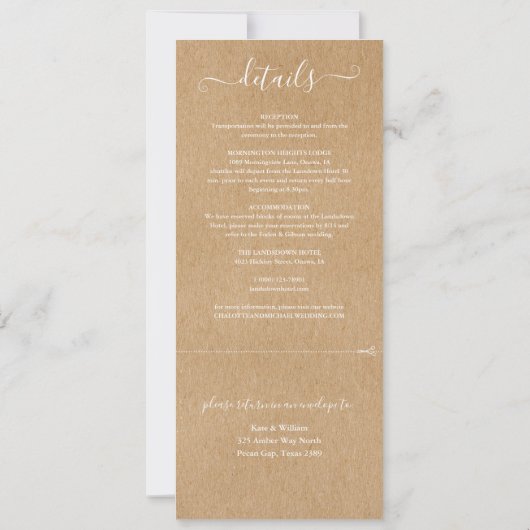 Rustiek Elegant Script Alles in één bruiloft Kaart (Achterkant)