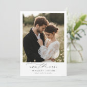 Rustiek Elegant Script Romantische Trouwfoto Save The Date (Staand voorkant)