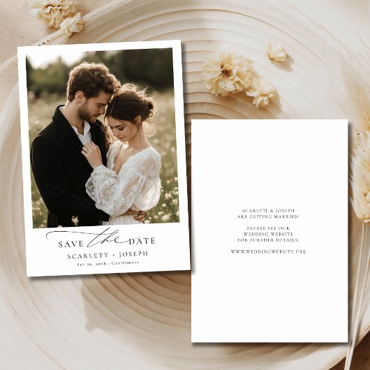 Rustiek Elegant Script Romantische Trouwfoto Save The Date