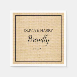 Rustiek Elegant Script Trouwpapier Servet