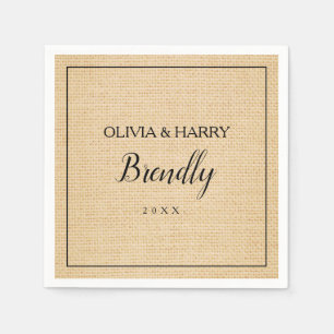 Rustiek Elegant Script Trouwpapier Servet