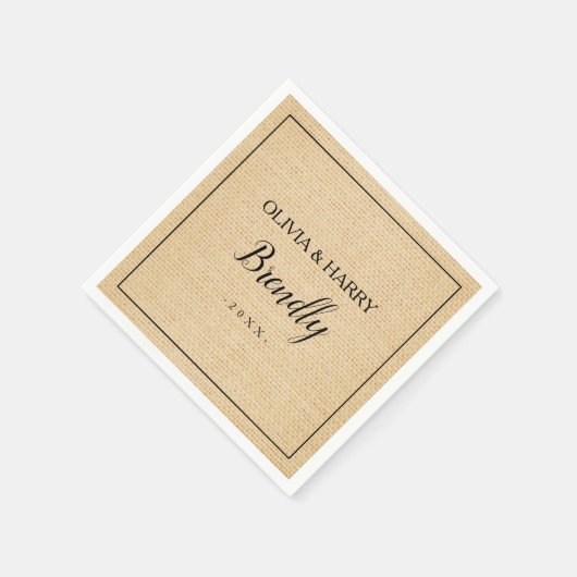 Rustiek Elegant Script Trouwpapier Servet (Hoek)