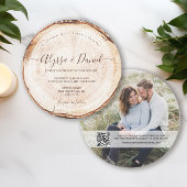 Rustiek Elegant Script Wood cut Slice Custom Foto Kaart