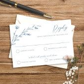 Rustiek Elegant Stoffig Blauw Wildflower Bruiloft RSVP Kaartje
